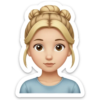 Dirty blonde, light brown eyed female cutie that always wears her hair in a bun on the top of her head  sticker