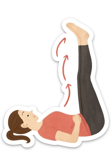 Donna con gambe alzate sdraiata per la routine circolatoria sticker