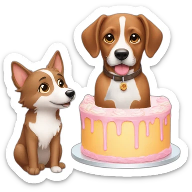 Een eekhoorn met een hond en een cake sticker