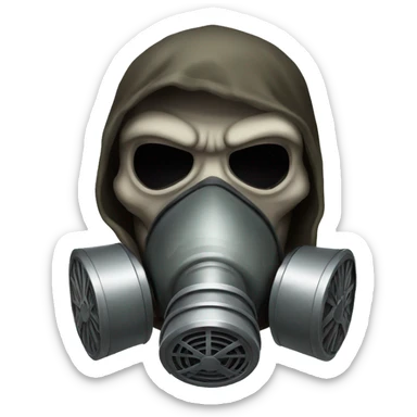 Angry Skull wearing full face gas mask sticker