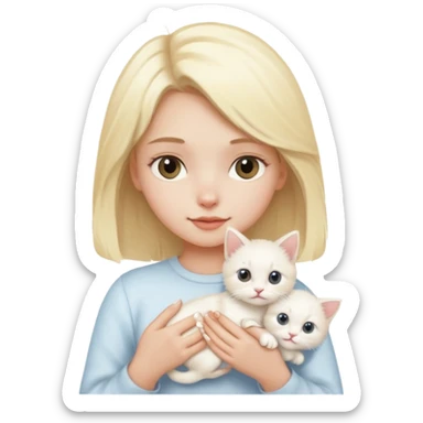 white kitten and blonde girl sticker