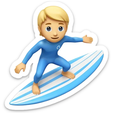 Make a 3D emoji surfer with the alpha sigh in colors blue and white  sticker