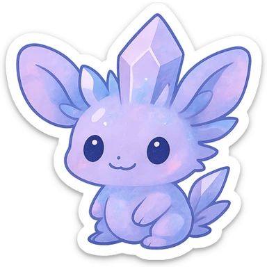 Add cute chibi-style ears to the crystal sprite creature. Keep the background transparent. The style should resemble a cute chibi character with clear, adorable ears, maintaining the original crystal sprite look. sticker