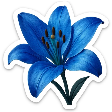 realistic style close-up of a vibrant blue lily flower sticker