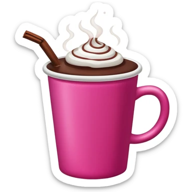 a regular hot pink cup with hot chocolate in it, no designs sticker