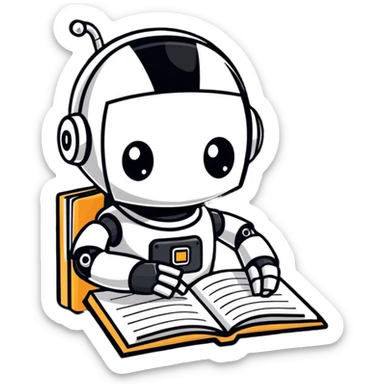 robot writing in a notebook sticker