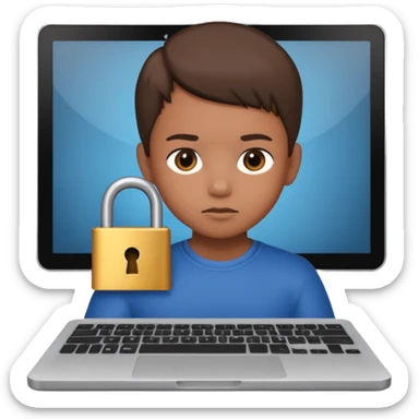computer screen with a lock and a child figure sticker