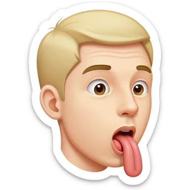 clear side profile of a man sticking his tongue out, complete side view showing the side of face sticker