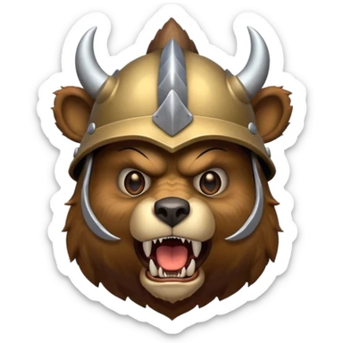 Bear wearing horned helmet growling sticker
