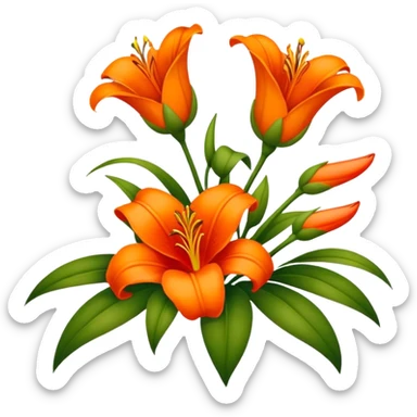 Orangene Lilien und rote Pfingstrosen sticker