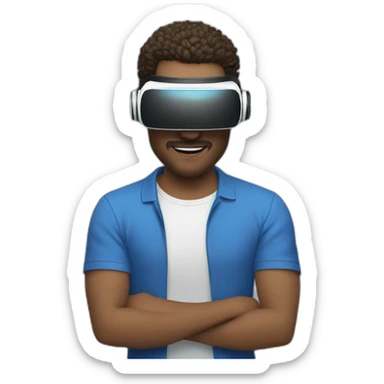 White men play vr whit blue t-shirt sticker