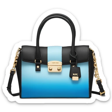 Realistic isolated white,sky blue,and black ombre Michael Kors satchel purse.  sticker