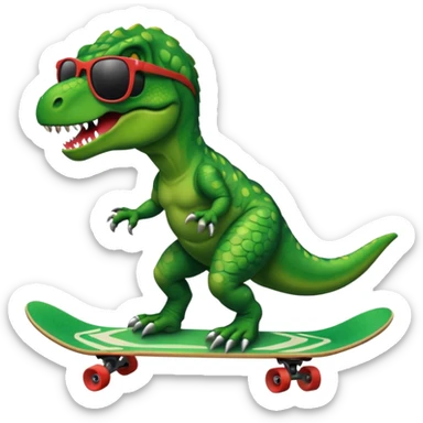T rex riding a skateboard with sunglasses  sticker