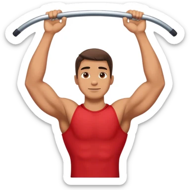 guy with red shirt doing chin ups sticker