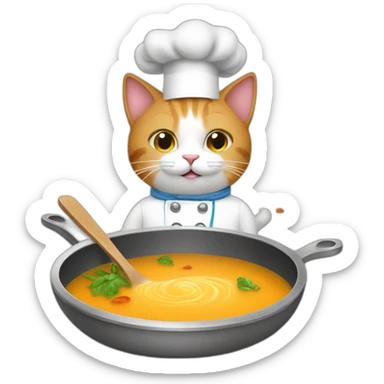 Cat cooking soup sticker