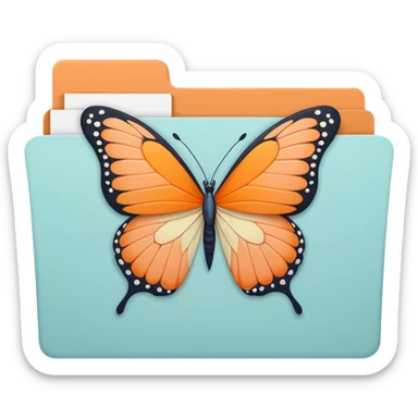 pastel orange file folder with butterfly on the cover sticker