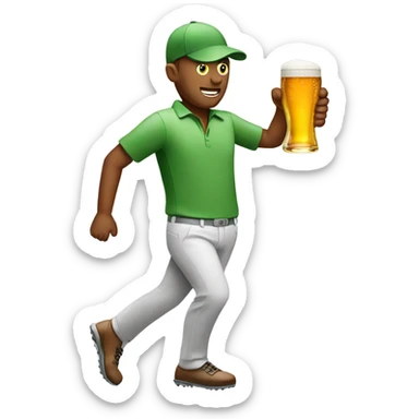 Golfer with beer sticker