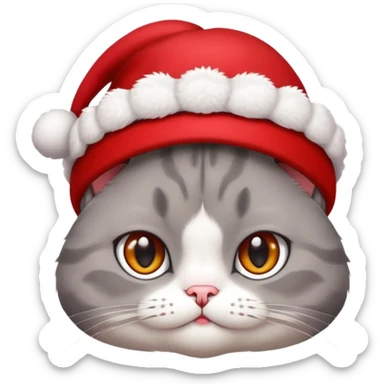 Sad cat with cute hat sticker