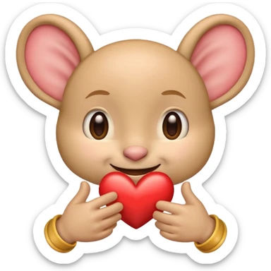 emoji that shows respect heart big ears and shaking hands sticker