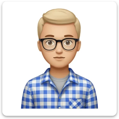 A confident young man in a checkered shirt and glasses poses indoors with a sharp, stylish look.


 sticker