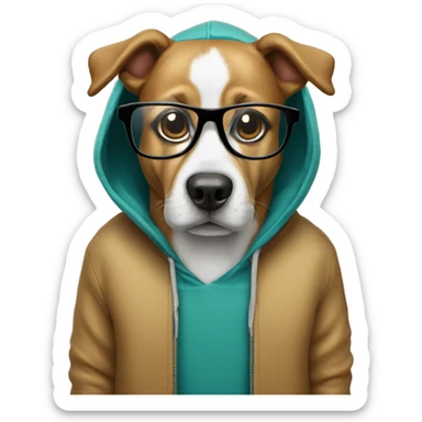 Dog with a hoodie and glasses sticker