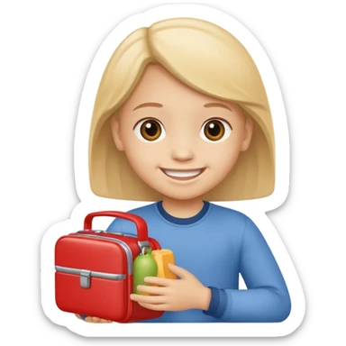 child with lunchbox sticker