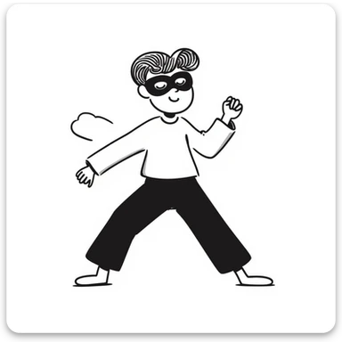 hand-drawn doodle of a person wearing a superhero mask, energetic and sketchy sticker