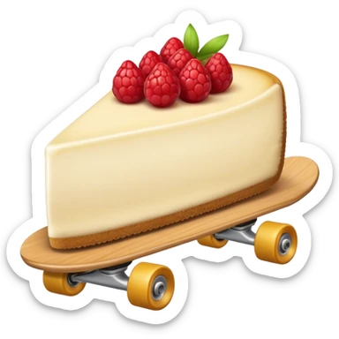 A cheesecake on a skateboard  sticker