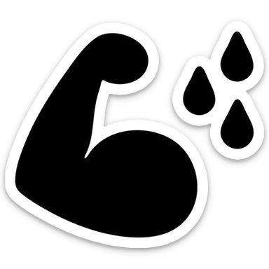 gym icon with a flexed bicep and sweat drops sticker