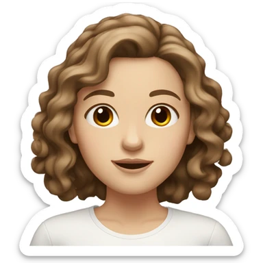 white girl with brown shoulder length wavy hair and brown eyes sticker