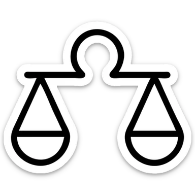 simple black outlined Libra sign, two arms extended holding scales, no fill sticker