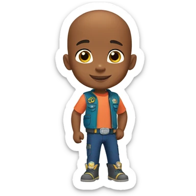 young bald black boy paw patrol sticker