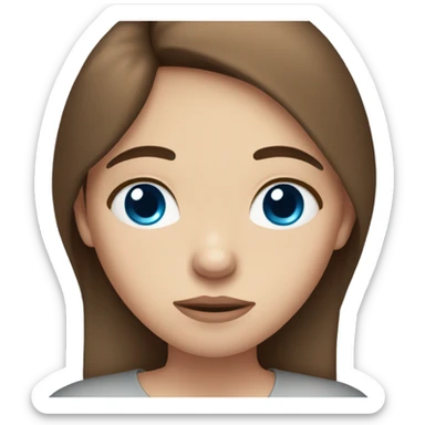 beautiful sad girl fair skin blue eyes  brown hair sticker