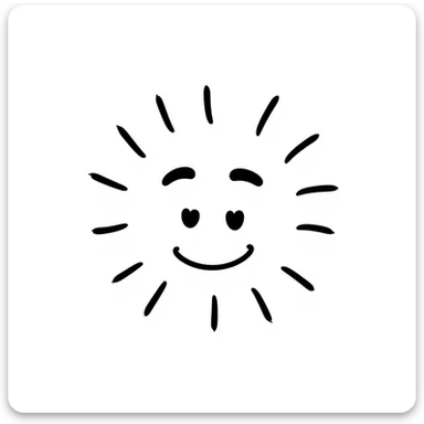 sun, hand drawn black outline doodle style, simple and clear lines sticker