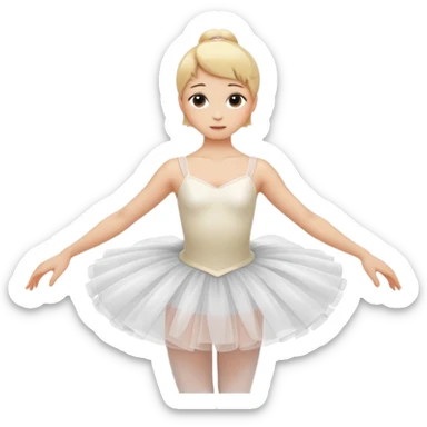 blonde, short-haired ballerina in a white tutu dress sticker