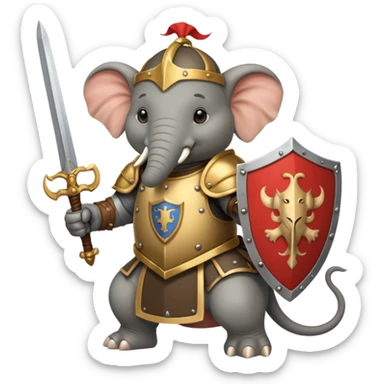 ELEPHENT KNIGHT WITH SHIELD AND SWORD RIDE ON SMALL RAT sticker