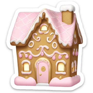 light pink and gold and white gingerbread house sticker
