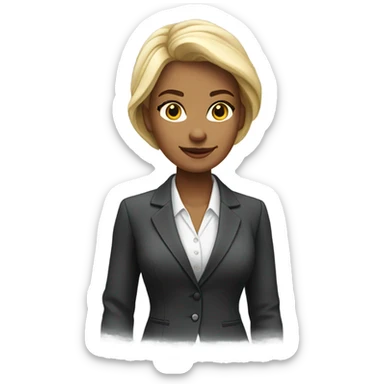 White Female business banker sticker