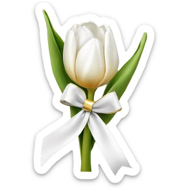 White tulip gold ribbon ￼￼￼ sticker