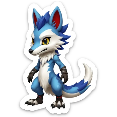 Cool Hot randomly-colored chibi furry anthropomorphic fantasy-Fakémon-Sergal-Canine-Protogen-creature with edgy markings (full body) sticker
