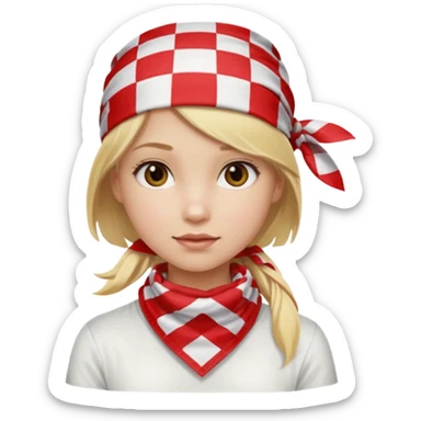 girl blonde hair, wear red and white checkered bandana sticker