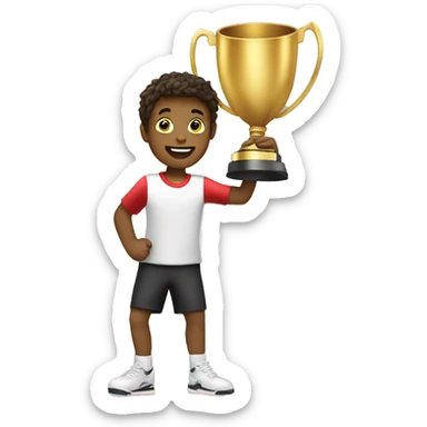 boys enjoying holding trophy  sticker