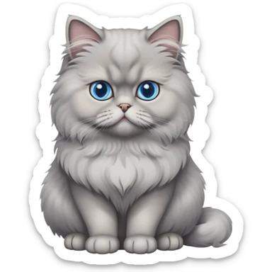 gray Persian cat full body sitting with blue eyes sticker