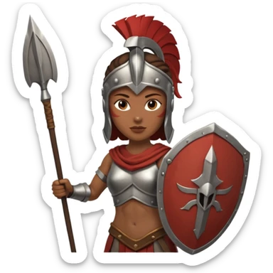woman spartan warrior holding spear and shield sticker