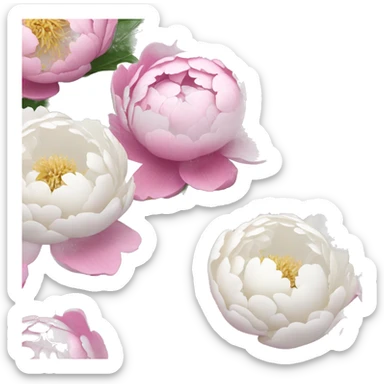 “Pink and white peony flowers sticker