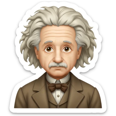 Cinematic Realistic portrait of Albert Einstein, shown as an iconic genius with wild, expressive hair and a gentle, contemplative expression, rendered in detailed period clothing with warm, intellectual lighting sticker