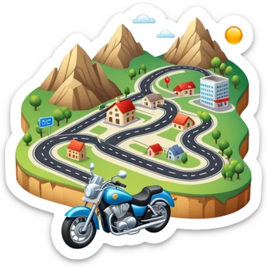 motorcycle route map with roads and landmarks sticker