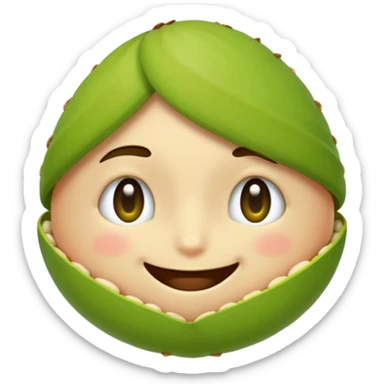 can you make a cuite pistachio emojii that is pixalited and wear th echaracter laught/ smile to the point where it closes it eyes  sticker