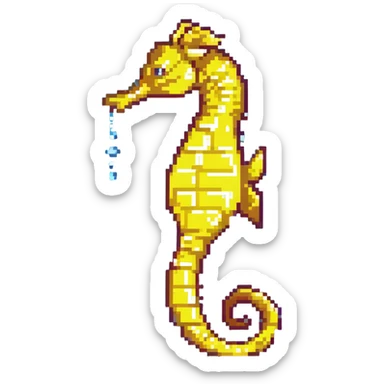 Yellow seahorse with curled tail in ocean sticker