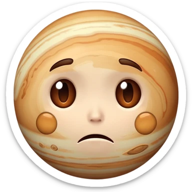 Jupiter planet with a cute sad face, teary eyes sticker